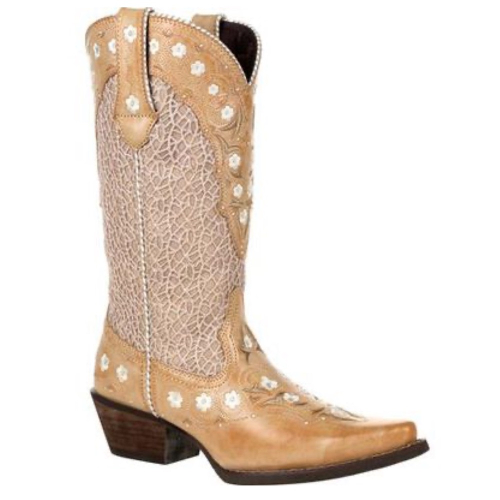 NWT - Gorgeous Crush™ by Durango® Women's Ivory Cream Lace Floral Western Boot